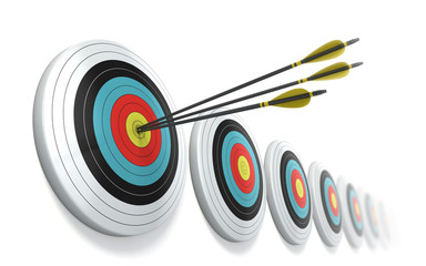 Arrows hitting the center of target - success business concept