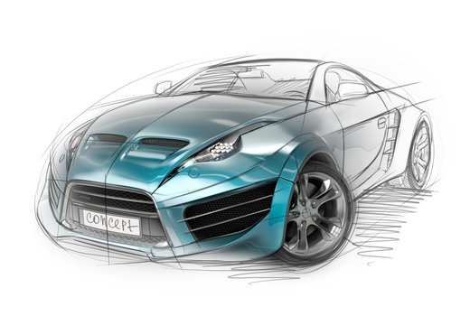 Concept car sketch. Original car design.