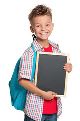 Boy with small blackboard