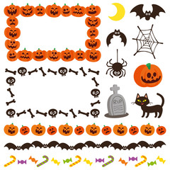 ハロウィン　飾り罫＆シンボル　セット