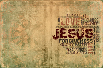 Religious Words on Grunge Background