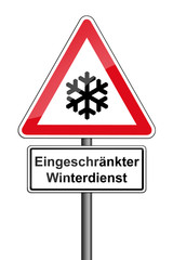 Warnschild RAL 3001 signalrot - Eingeschränkter Winterdienst