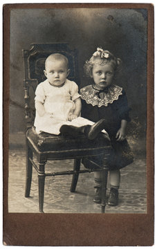 vintage nostalgic portrait of two girls