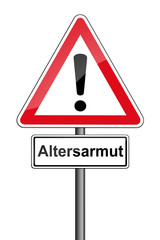 Warnschild RAL 3001 signalrot freigestellt - Altersarmut