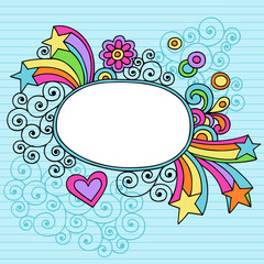 Psychedelic Oval Picture Frame Groovy Doodles Vector