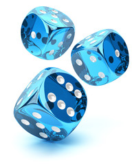 Blue transparent dices