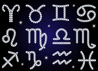 horoscope of  diamonds on a dark background