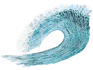 Vector illustration mosaic of wave with foam. - 45341726