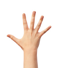 Fototapeta premium Human hand over white
