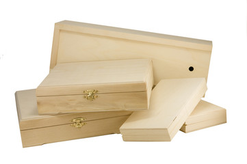 Untreated wooden box for decoupage - obrazy, fototapety, plakaty