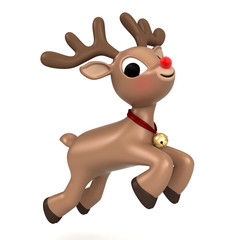 3d render of a christmas reindeer flying
