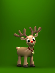 3d render of a christmas reindeer with green background