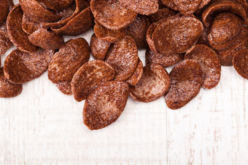 pile of chocolate cereal close up