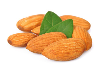 Almonds with leaves