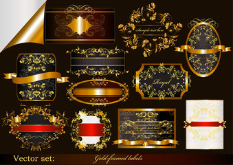 Collection of luxury gold-framed labels
