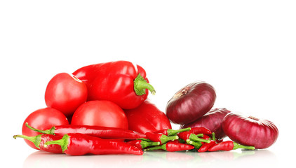 fresh red vegetables isolated on white
