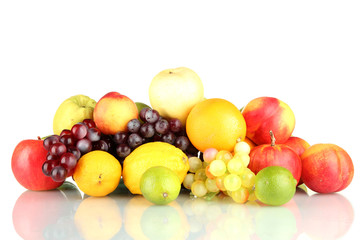Assortment of exotic fruits isolated on white