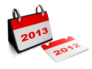 3d illustration: New Year. Changing the years 2012 to 2013 calen