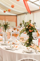 table set for wedding or another catered event dinner