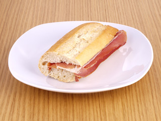 Bocadillo de Jamon.  Cured ham Sandwich.