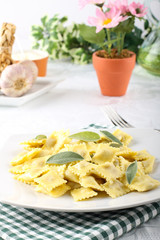 Ravioli with butter and sage