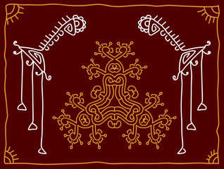 Folk Motif Design wall painting