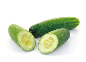 Fresh cucumber slice isolated on white background