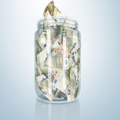 Glass jar with money