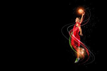 Basketball player with a ball