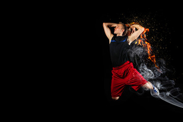 Basketball player with a ball