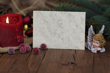 Blanko Karte mit Weihnachtsdeko