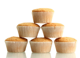 tasty muffin cakes, isolated on white