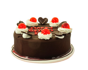 Chocolate cake isolated on white background