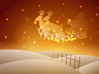 Naklejka premium Santa on his sleigh, Christmas background. EPS 10.