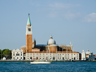 Fototapeta na wymiar View on the Lido island across laguna from Venice Italy