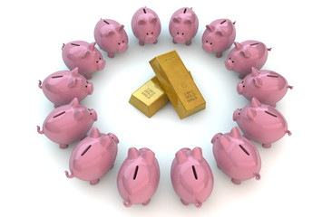 Piggybanks gold