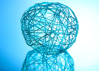 beautiful decorative ball, on blue background