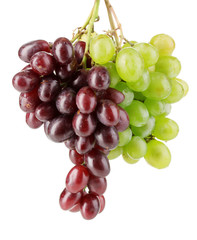 Delicious ripe two bunches of grapes isolated on white