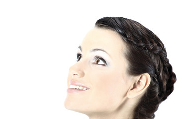 Naklejka premium Closeup portrait of a beautiful woman. Isolated