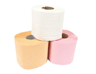 Rolls of toilet paper isolated on white background