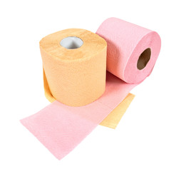 Rolls of toilet paper isolated on white background