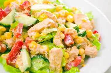 fresh vegetable salad with chicken