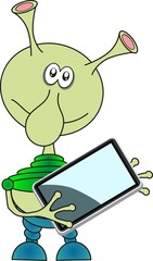 small alien - tablet - technology