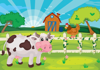 Obraz na płótnie Canvas wypasu krów w gospodarstwie