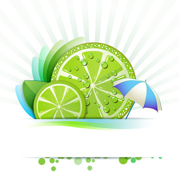 Slice of lime with umbrella