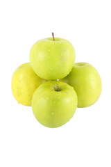 Pile of green apple on white background.