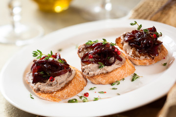 Canapes with chicken liver pate - obrazy, fototapety, plakaty