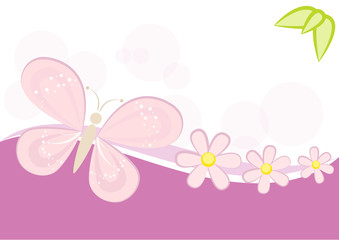 Butterfly and flowers background