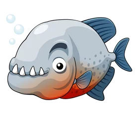 Foto op Canvas illustration of piranha in river vector © sararoom