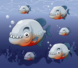 illustration of piranha in river vector